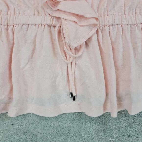 Lauren Ralph Lauren Ruffled Flutter-Sleeve Peplum Top Womens Size L Pink Linen - Picture 4 of 10